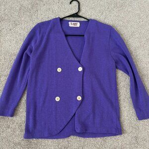 Vintage Laura by Alyzia Purple Cardigan Sweater Double Breasted Knit Made in USA